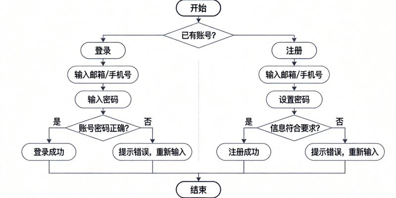 웹사이트 로그인 및 가입 프로세스 흐름도